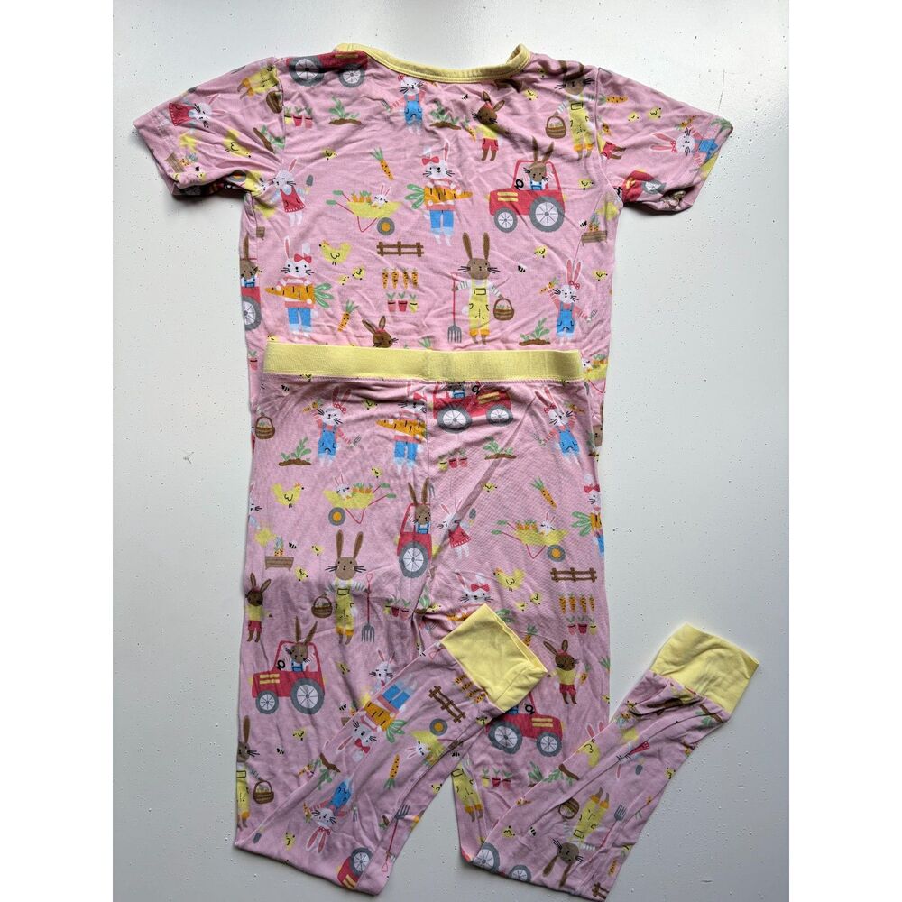 Little Sleepies Bamboo Pajama Set Bunny Garden Easter Pink Size 7/8